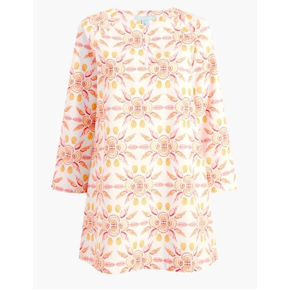 Hill House Dresses & Skirts - Hill House The Artemis Dress Women's Size Medium Orange Mosaic Print 3/4 Sleeves